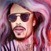 The demon of screamin Steven Tyler painting (pink) signed by the artist himself in Copenhagen (June 2017) - see section